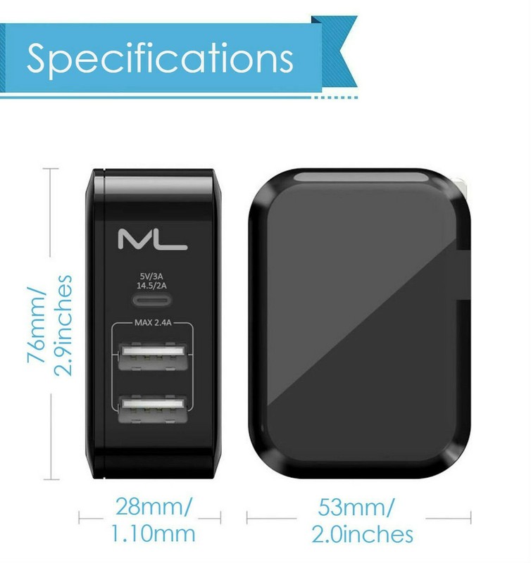 USB Type-C (3A) 41W Dual Port Type-A USB Quick Charging Wall Charger Travel A... gallery