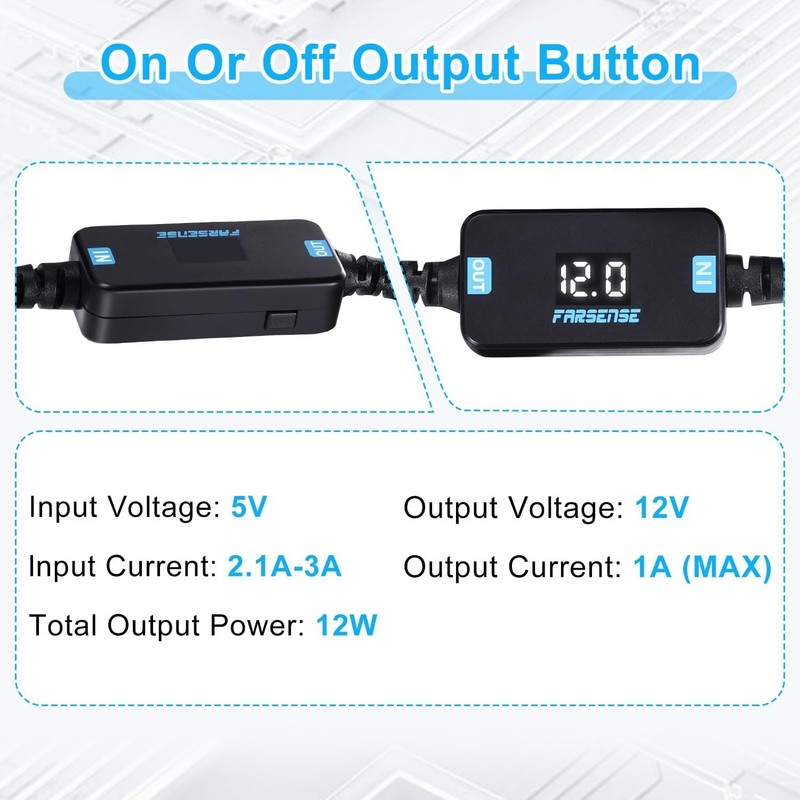 5V to 12V USB Car Power Converter with Display & Switch gallery