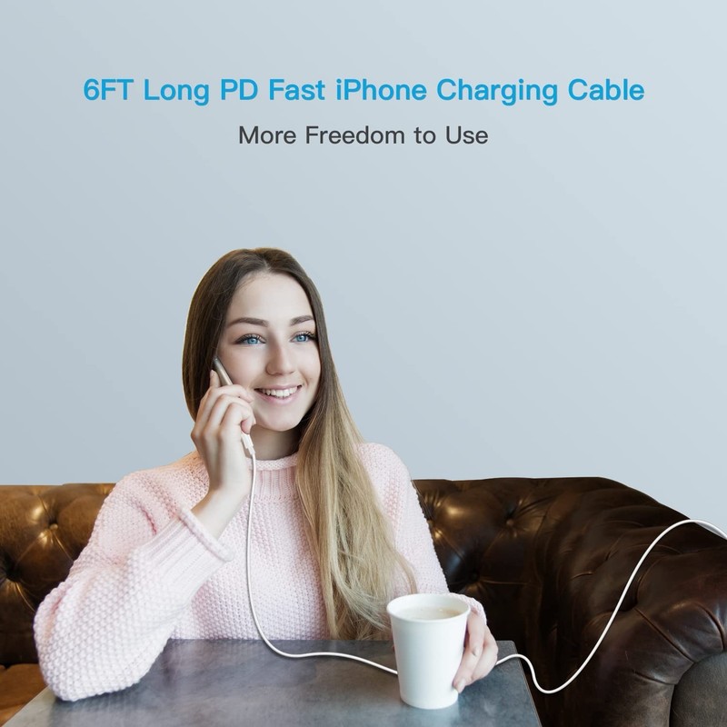 Apple MFi Certified USB C to Lightning Cable 3Pack 6FT iPhone Charger White gallery