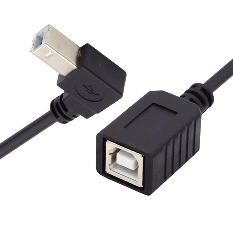 USB 2.0 Type B Male to Female 90 Degree Extension Cable 20cm