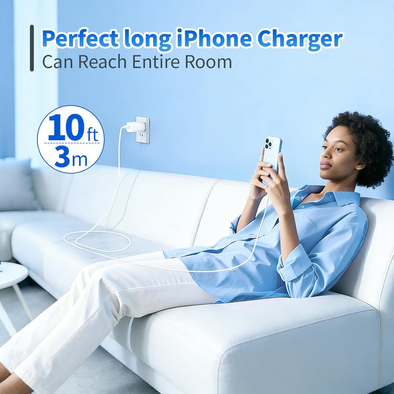 Iphone Charger Cord [Apple Mfi Certified] USB C to Lightning Cable 3Pack 10 F... gallery