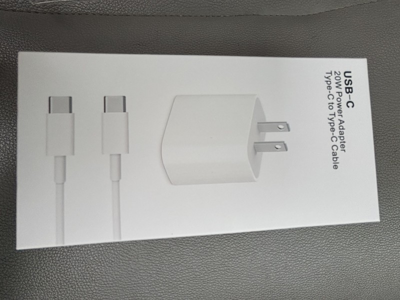 USB-C 20W Power Adapter, USB-C to C Cable, NEW in box! Adapter AND Cable