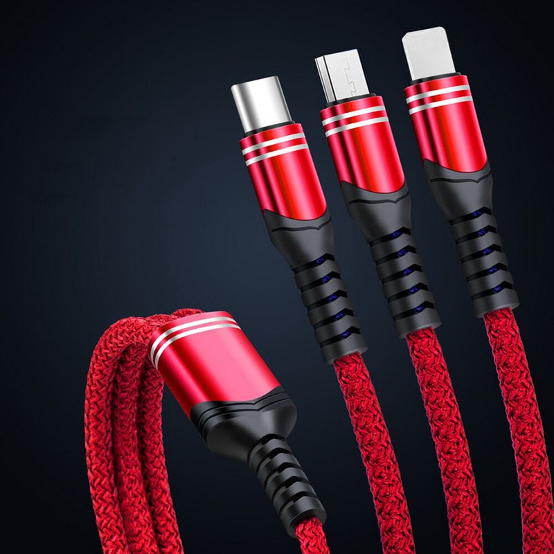 3 in 1 Fast USB Charging Cable Universal Multi Function Cell Phone Charger Cord