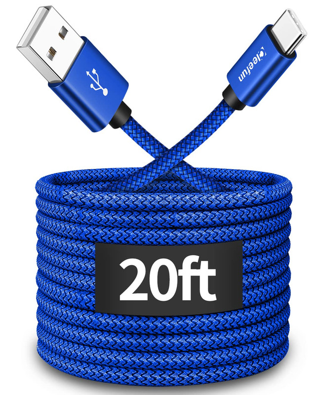 CLEEFUN Long USB C Cable 20Ft, USB to USB-C Charging Cable – 20 Foot Type C