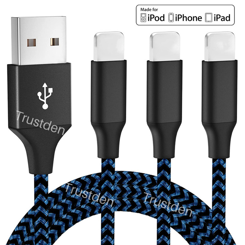 3Pack 10Ft 6Ft USB Charger Cable For iPhone 6 7 8 XR 11 12 13 iPad Charging Cord