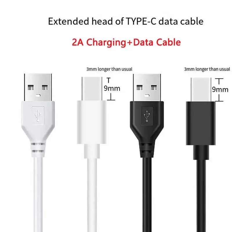 9mm Extra Extended Long Tip USB-A Type C 2A Fast Charging Data Cable For Huawei gallery