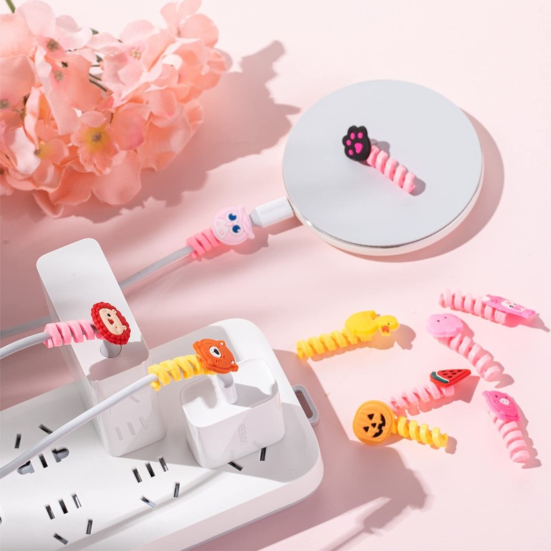 32 Pieces Colorful Cartoon Charger Cable Protectors USB Charger Saver Silicon... gallery