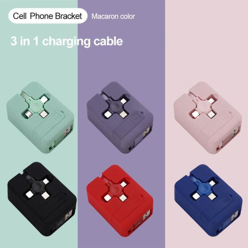 Retractable 3 in 1 Fast Charging Cable Charger Cord for iPhone USB Micro Type C gallery