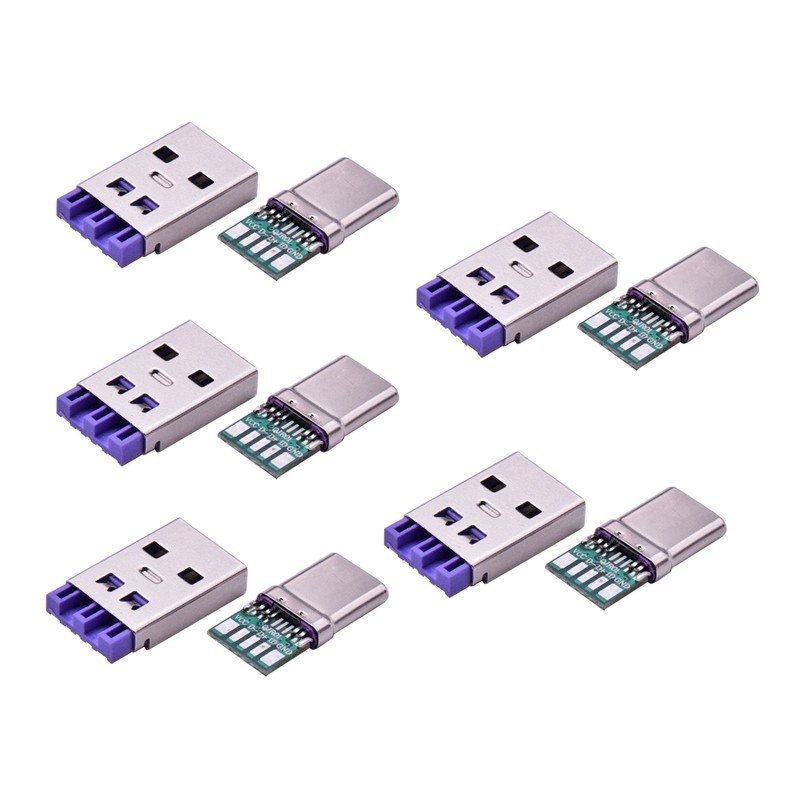 5 Sets DIY Type-C USB Fast Charge Adapter 5A Male Connector Welding Adapter Y gallery