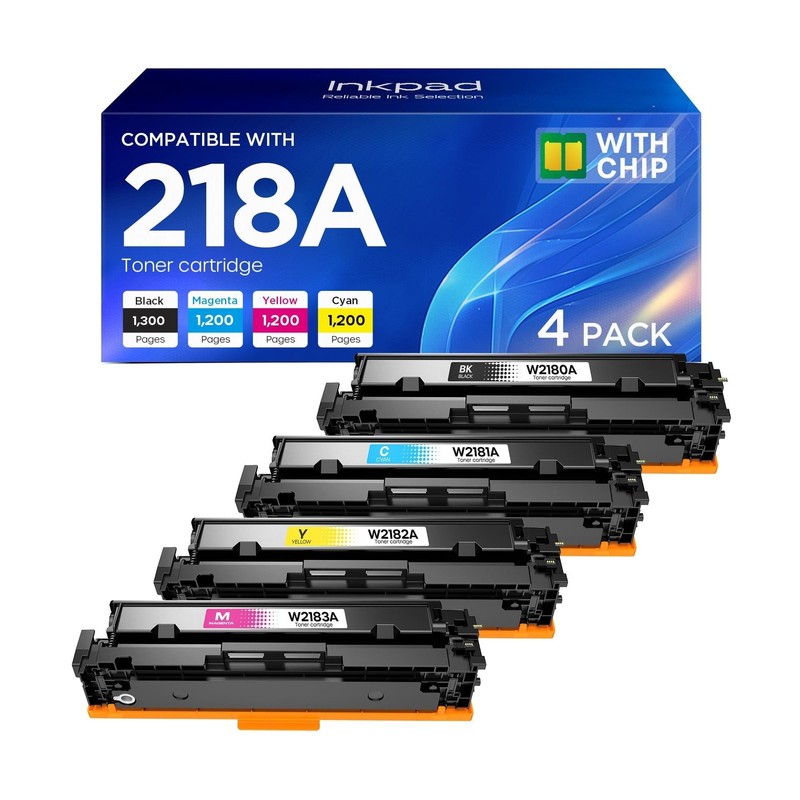 218A 218X Toner Cartridges 4 Pack (with Chip) High Yield Replacement for HP 2...
