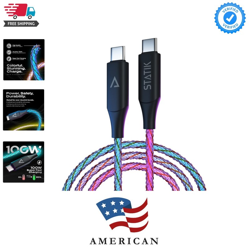 Light Up Charger Cable - GloBright Braided LED Charging Cable, Glowing Super ...