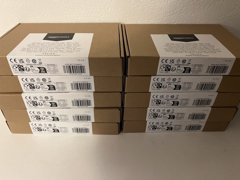 10-Pack Amazon Basics USB Type-C to USB-A 2.0 Male Charger Cable 6 Feet