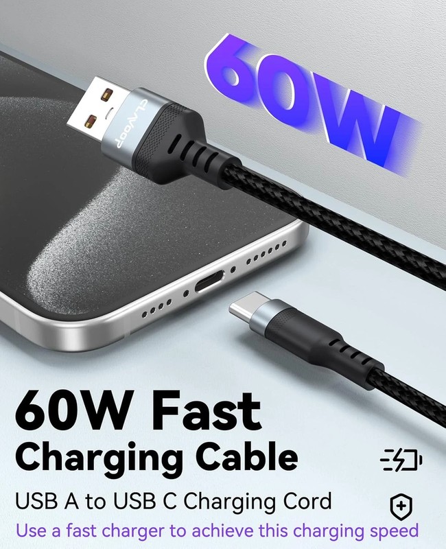 Short USB a to USB C Cable 3 Inch, 60W Fast Charging Type-C Cord, USBA 2.0 gallery