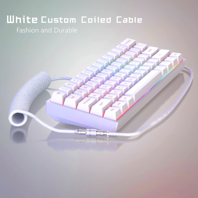Coiled Keyboard Cable - Detachable Aviator Coiled Cable White gallery