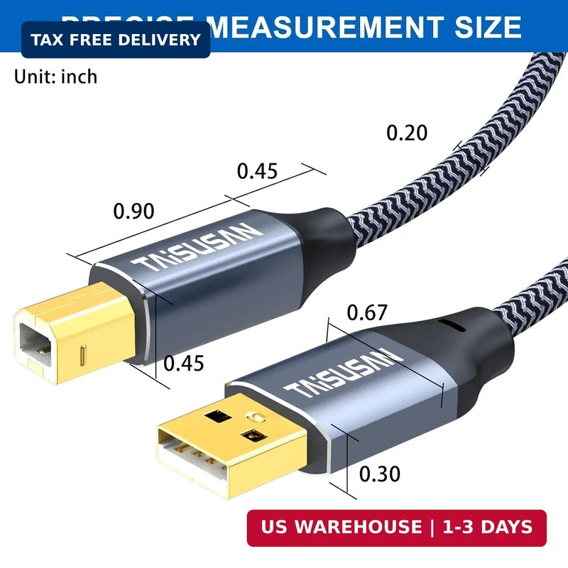 USB Printer Cable 30ft, Type A to B, High Speed Cord Compatible for Keyboard, Ma gallery