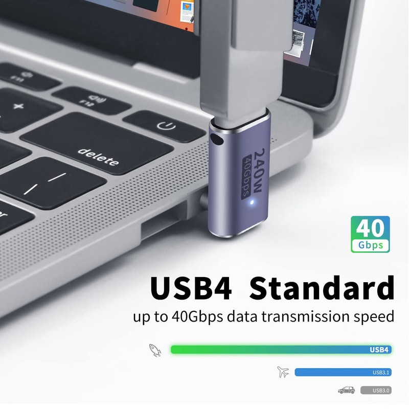 2pcs 240W USB 4 C Adapter Up Down Right Angle Male to Female 40Gbps Connector 8K gallery