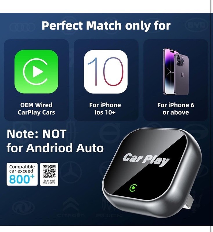 Wireless Carplay Adapter for iPhone Apple, 2026 Mini CarPlay Dongle, Plug & P... gallery