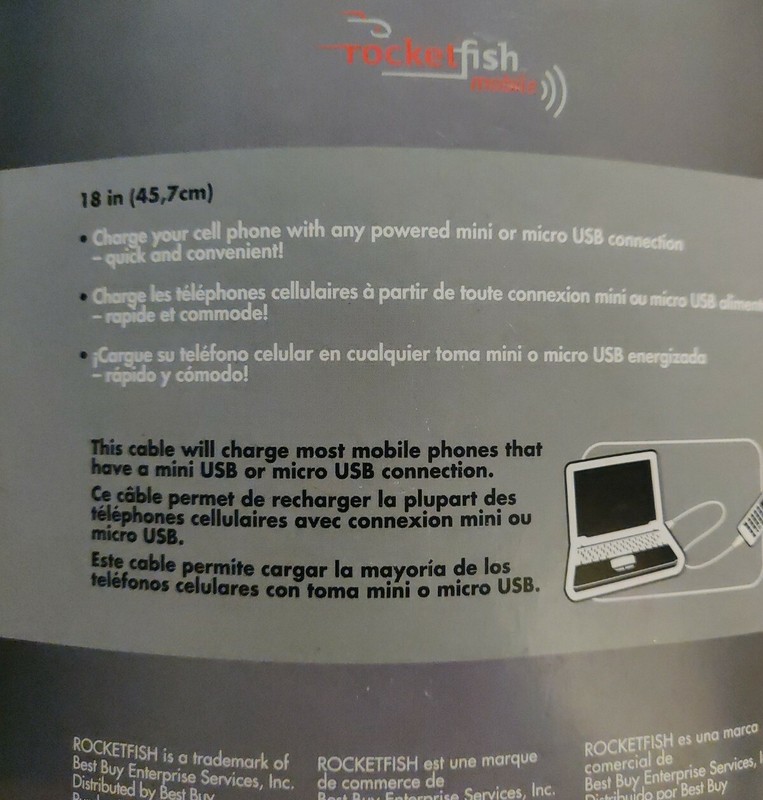 Rocketfish RF-CA1MRA Mobile USB Charging Cable 18 Inch Universal Micro And Mini gallery