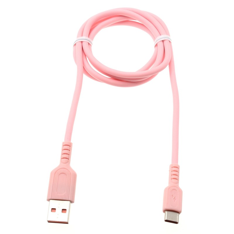 Pink 3ft USB-C Cable Charger Cord Power Wire Type-C Fast Charge for Smartphones