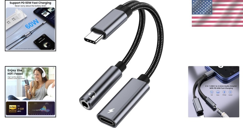 Samsung Galaxy S25 Headphone Adapter USB C to 3.5mm Jack Fast Charging Gray gallery