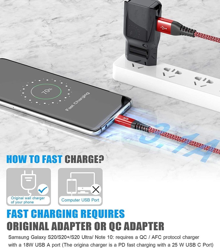 USB Cable 3.1A Fast Charging [2Pack,3.3ft+3.3ft], USB-A to USB-Charger Nylon ... gallery