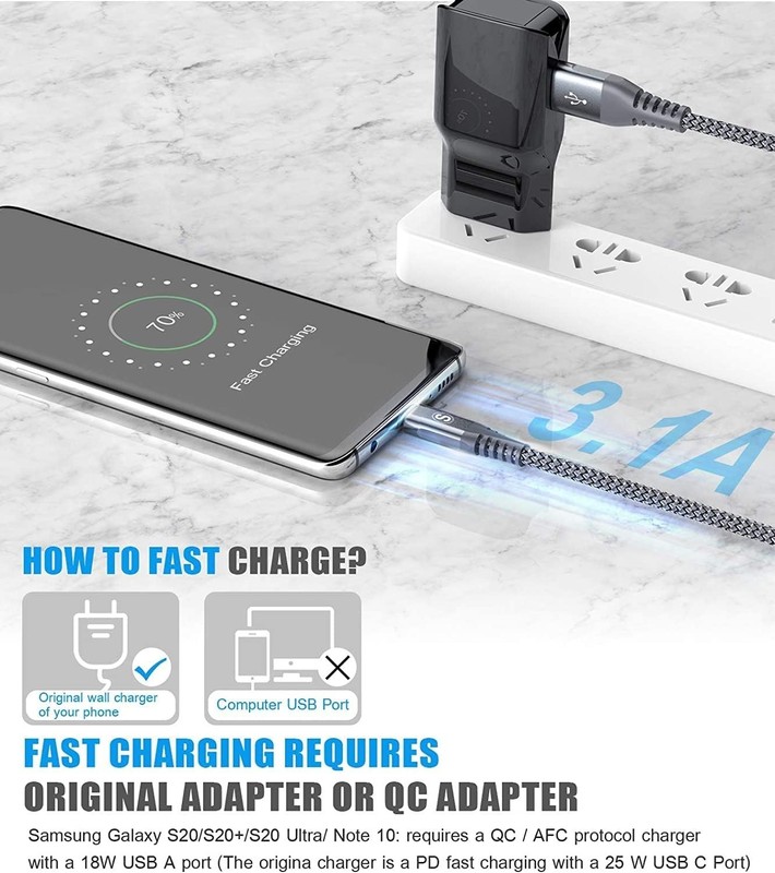 sweguard USB Type C Charger Cable 3-Pack,10ft+6.6ft+3.3ft iPhone 15 Charger N... gallery
