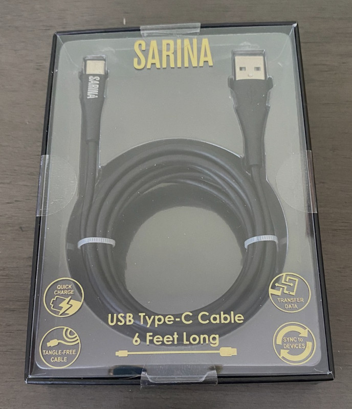 Sarina 6ft USB Cable Charger, Fast Charge, Tangle-Free, Sync, Transfer NEW