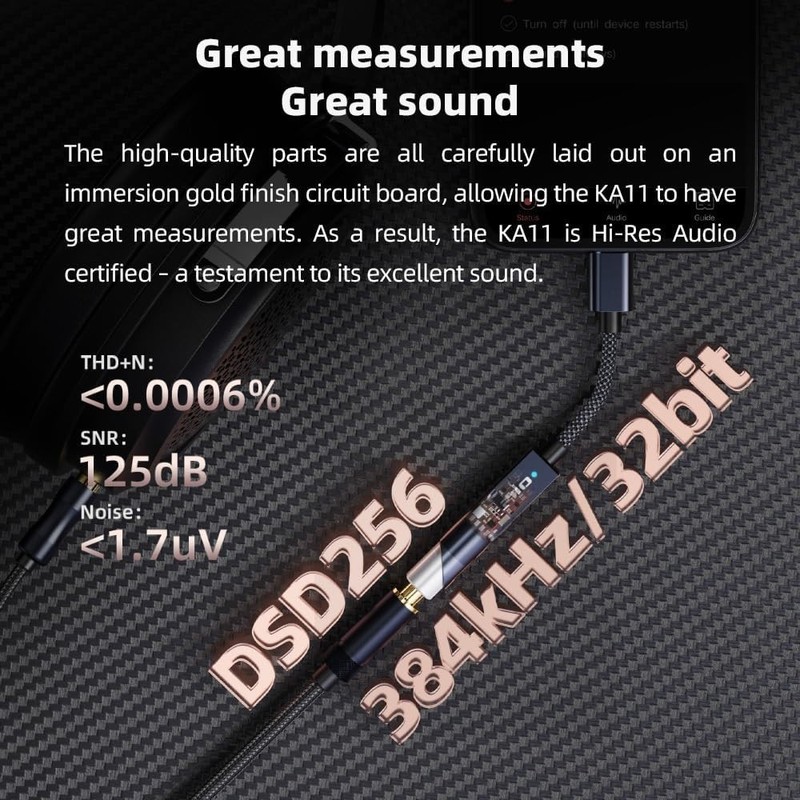 KA11 USB C Hi-Res DAC Dongle for Android/iOS/Windows - Black gallery