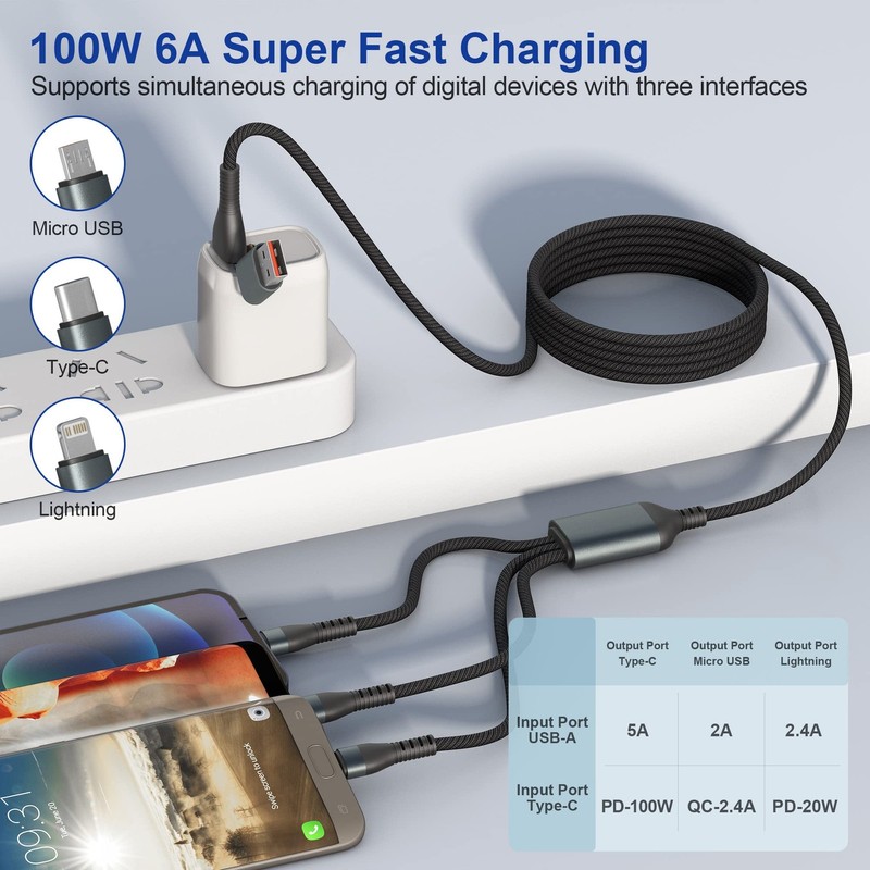 100W USB C to Multi Fast Charging Cable 10 feet A C Universal Power Wire gallery