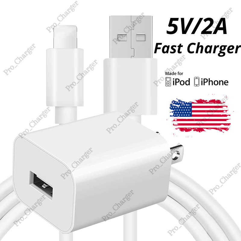 USB Fast Wall Charger Brick Charging Cable For iPhone 6 6s 7 8 X XR XS 11 12 13