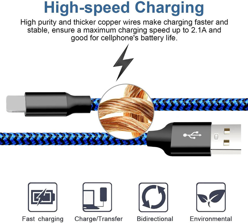 Wholesale Lot USB Fast Charger Cable For iPhone 14 12 13 11 8 7 6 XR X Data Cord gallery