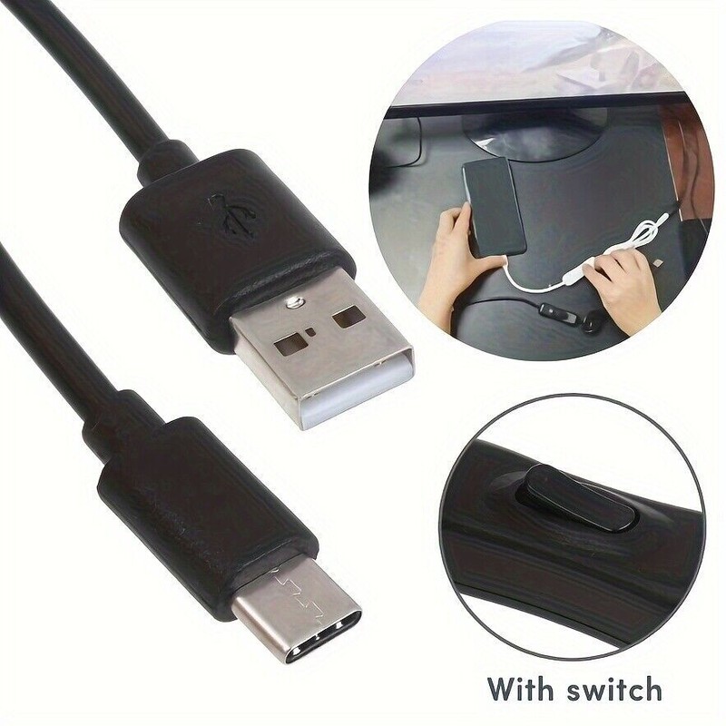 2/5/10-Pack USB Type-C Cable with On/Off Switch, 5V Fast Transfer, Compatible wi gallery
