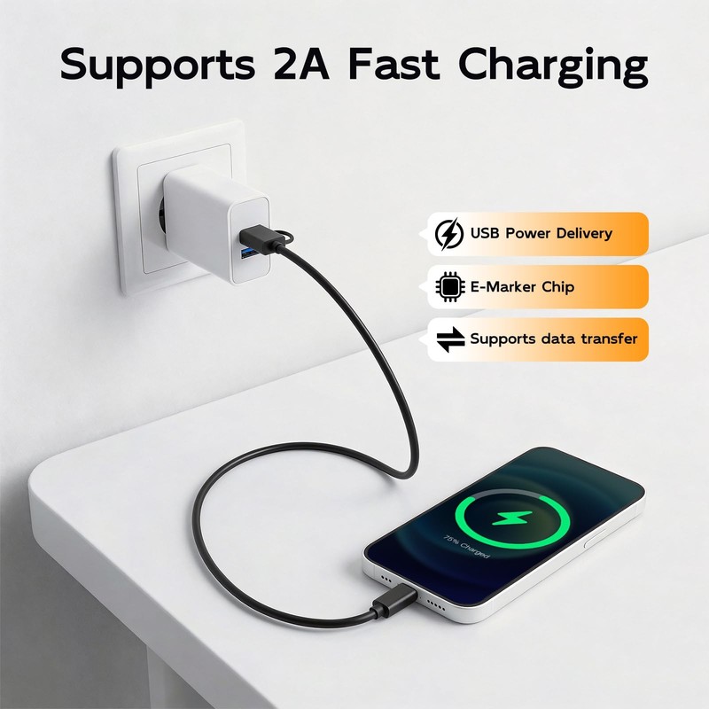 USB to Cable, Fast Charging Cords 1.96ft QC & PD 2-in-1 USB-A/to Charger Cord... gallery