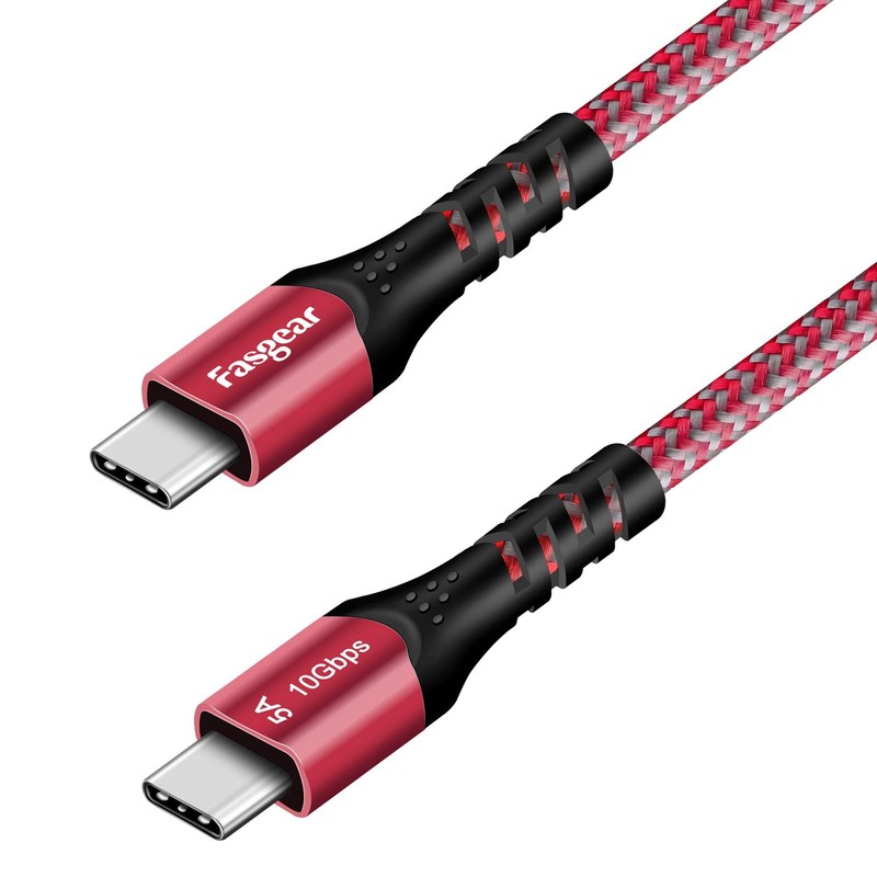 USB C To USB C Cable 6ft 10Gbps 3.1 Gen 2 100W Fast Charge 5A 4K@60Hz Red