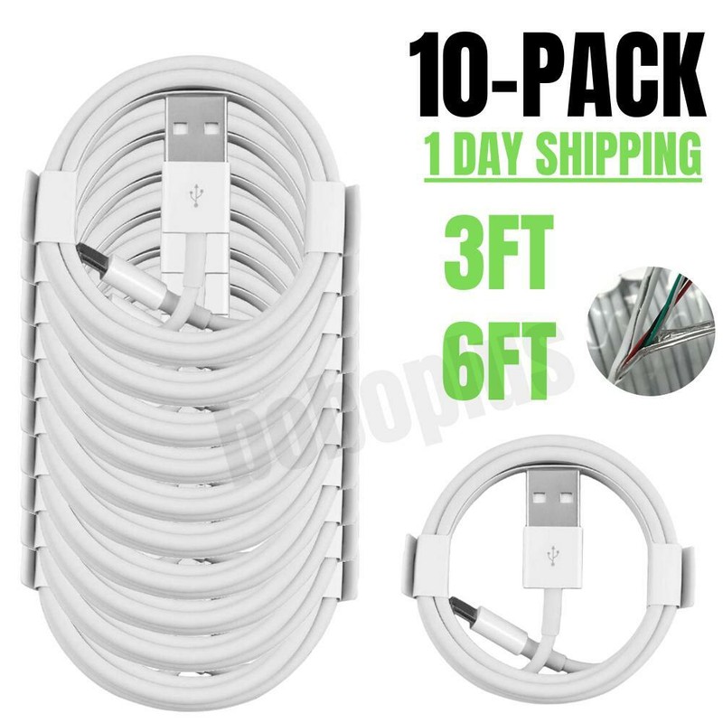 10X Bulk Lot For Apple iPhone 11 8 7 6 XS Fast Charger Cable Charging Cord 3/6FT