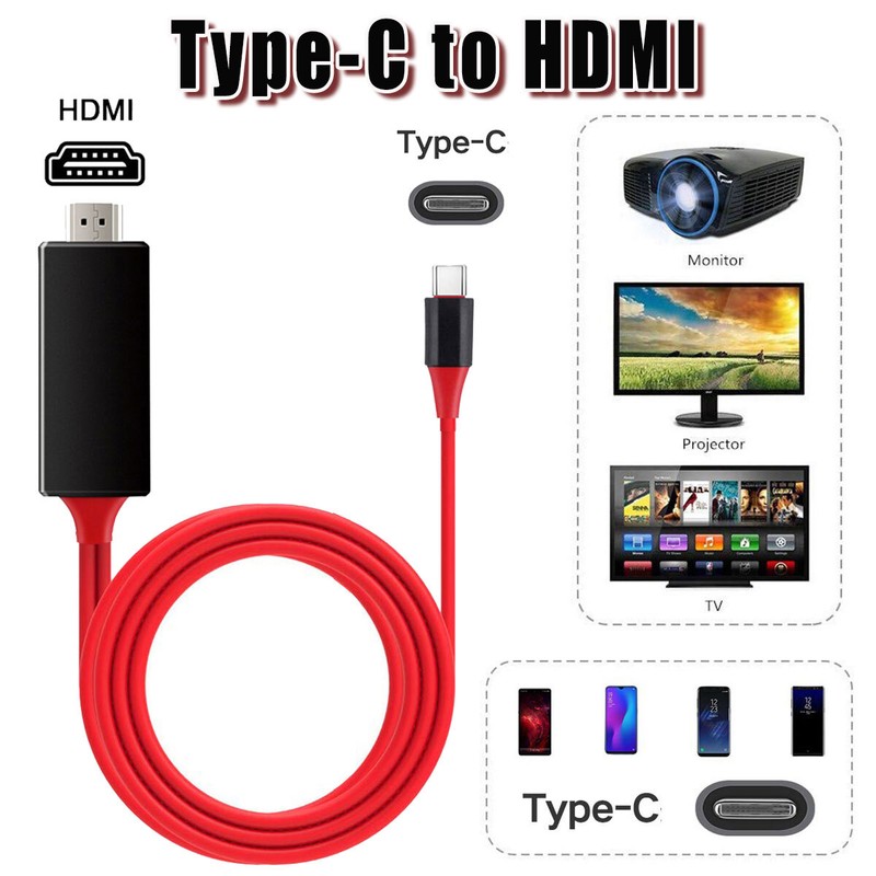 For Apple iPhone 15 16 17 Pro Max 16e Type C Phone to TV HDTV HDMI Cable 1080P