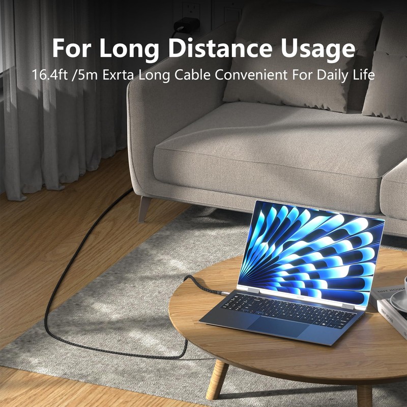 2FT Short USBC Thunderbolt 4/3 Cable 20Gbps 100W Fast Charging 4K Video Cord gallery