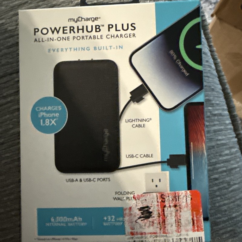 MyCharge PowerHub 6,000 mAh Black Mini Portable PowerHub Plus Charger Bank