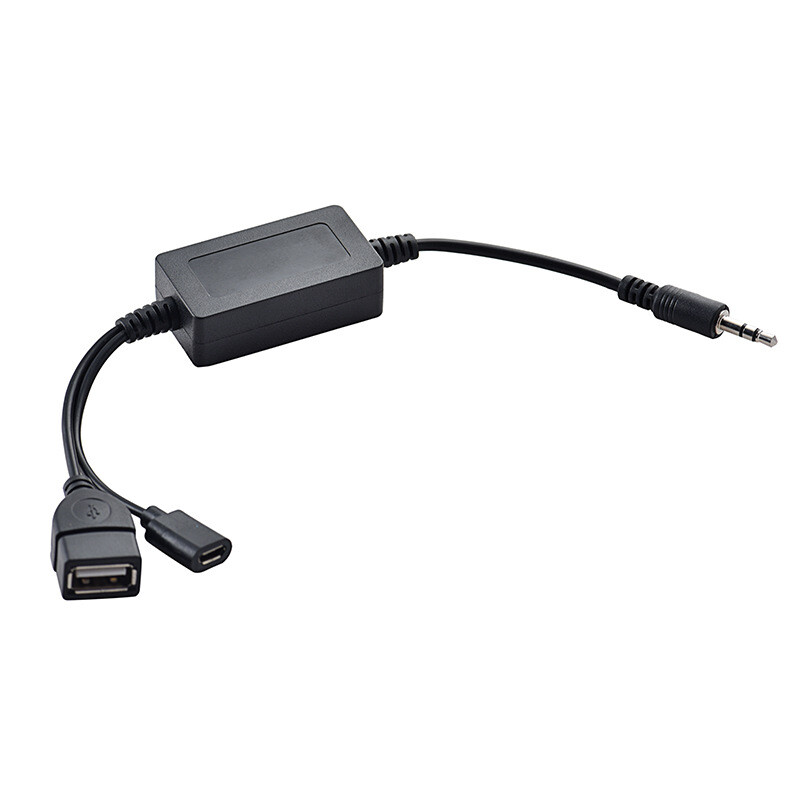 3.5mm Male to Micro USB Female + USB Female Car Aux Out Cable Cord Adapter Audio