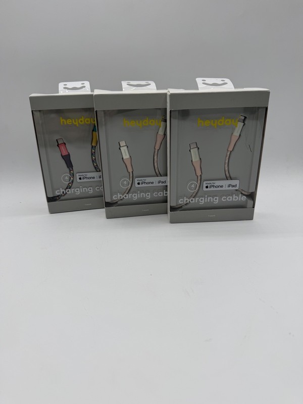 Heyday 3 Charging Cables Lightning to USB-C 4ft iPhone (MFi-Certified)