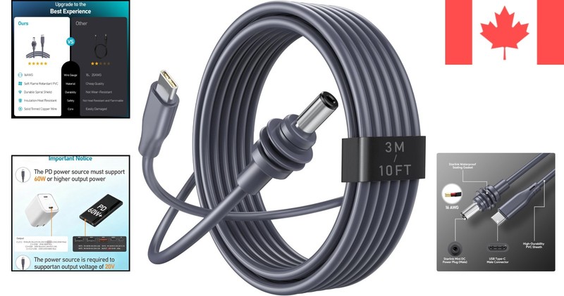 Starlink Mini USB-C to DC Power Cable - Reliable 3M Length, Waterproof Design gallery