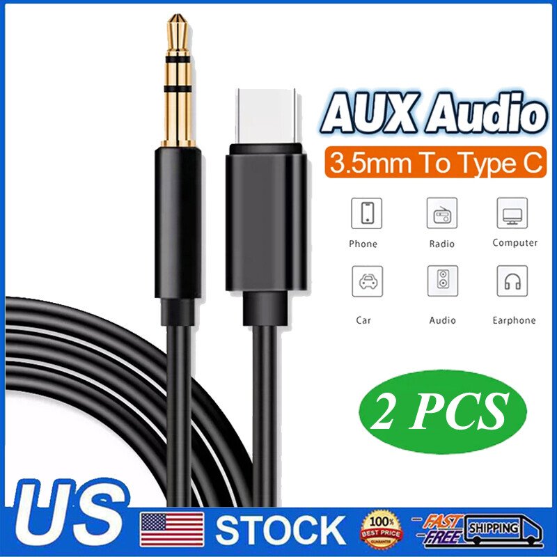 2x USB Type C to 3.5mm Headphone Audio Jack Adapter Cable For Samsung S24 S23 FE gallery