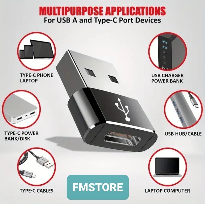 USB-A FEMALE TO USB C TYPE C MALE OTG ADAPTER UNIVERSAL CONVERTER A