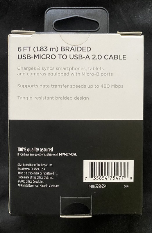 Ativa 6 FT (1.83. m) Braided USB Micro To USB A 2.0 cable New gallery