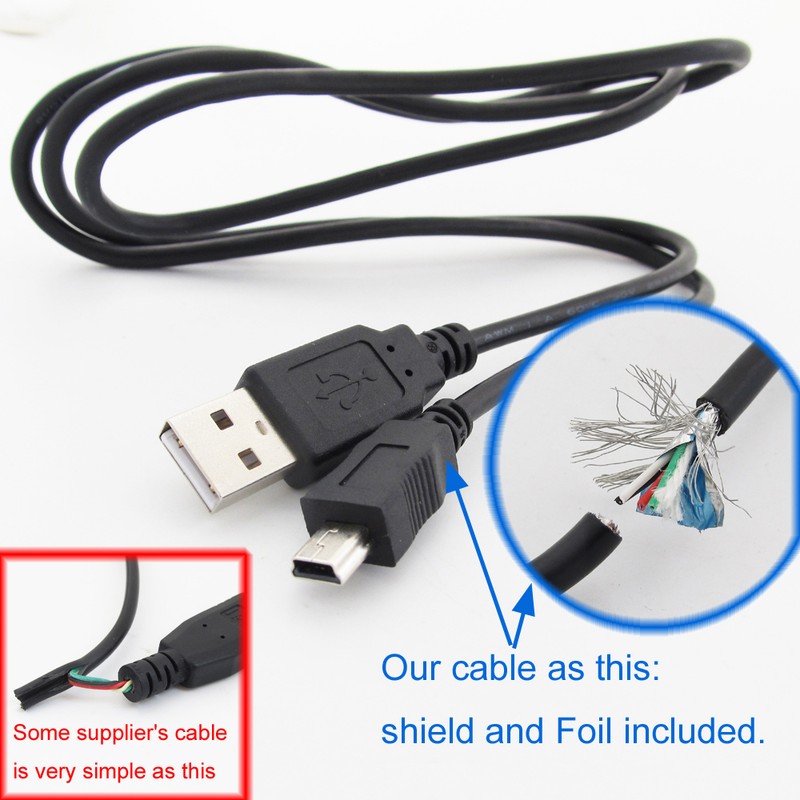 10x 1M/3.3FT USB 2.0 A Male to Mini 5pin B Male 28AWG Copper Data Charging Cable gallery
