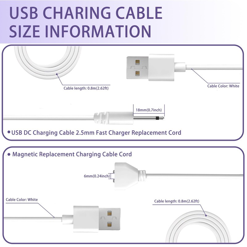 2 PCS Vibrator Charger DC Charging Cable Magnetic USB & 2.5mm Charger Set for... gallery