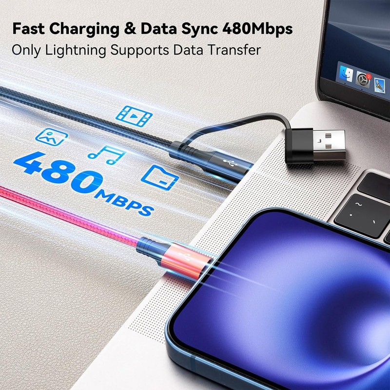2 Pack 6FT Multi Charging Cable 6 in 1 Fast Phone Charging Cord Charger Wire gallery