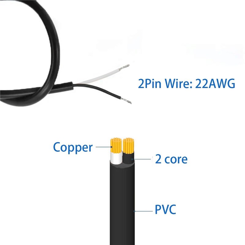 5Pcs 1Ft 30CM 22AWG USB 2.0 Female 2Pin Pigtail Cable, 5V USB Type A 2Core Ba... gallery