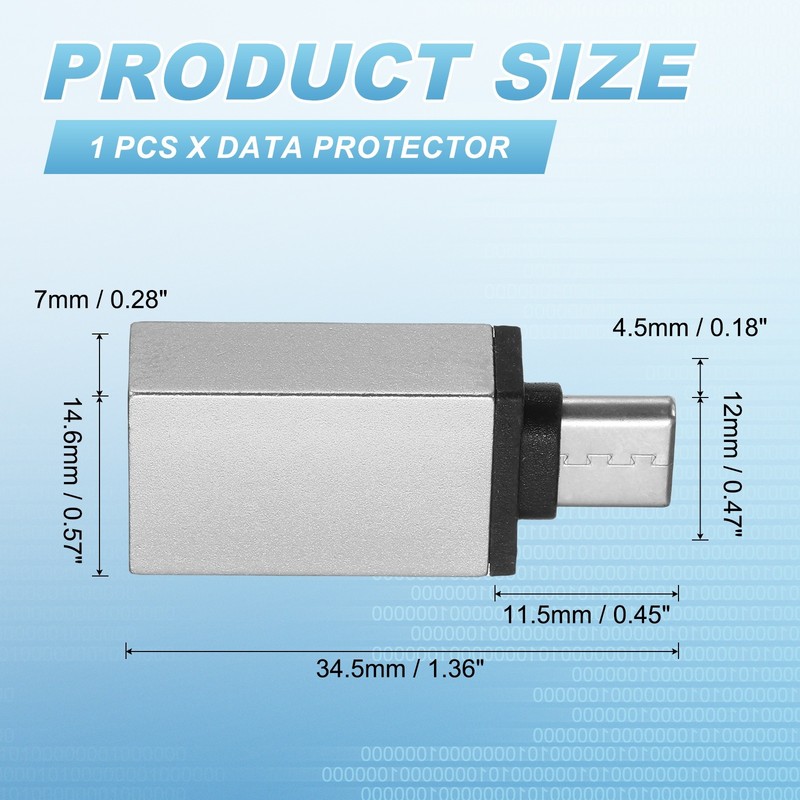 USB Data Blocker, USB C to A Data Protector, Silver gallery