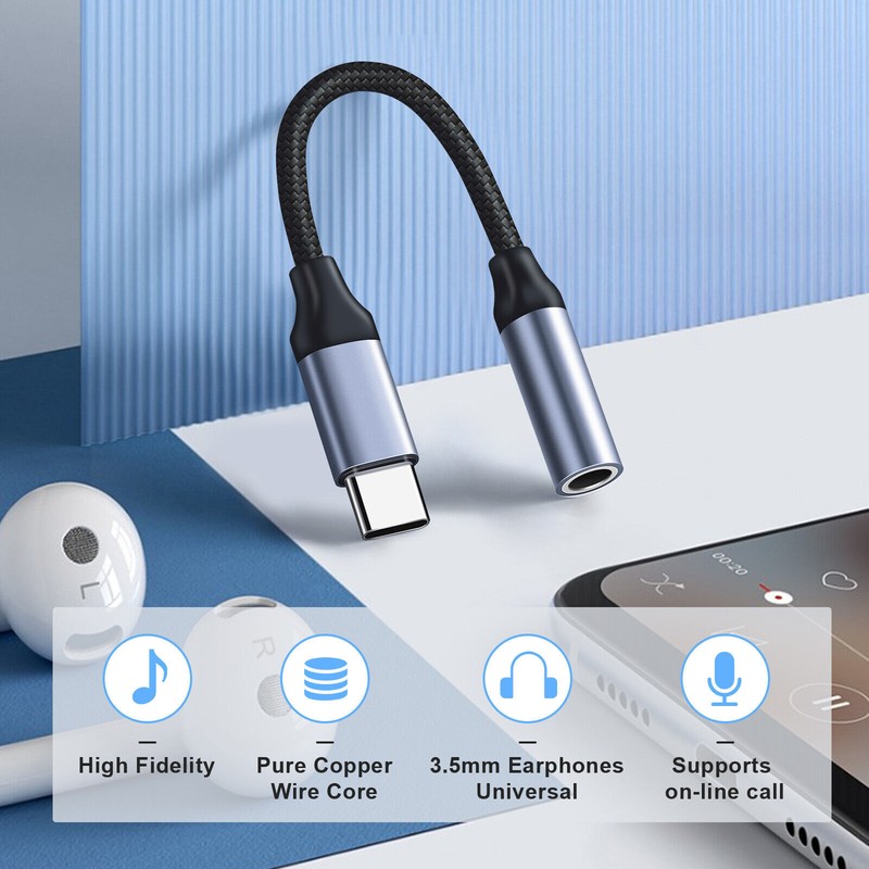 For iPhone 16 Pro Max USB Type C to 3.5mm Aux Jack Adapter Earphone Dongle Cable gallery